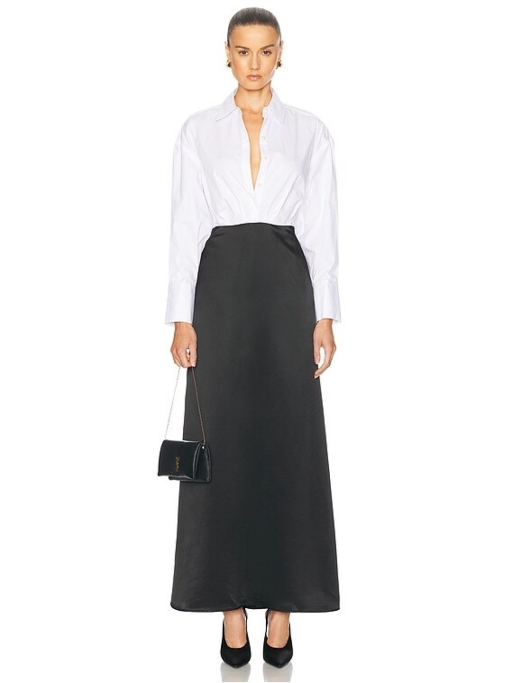 NWT Staud Nile Dress Maxi Dress Gown Chic Minimalist Formal Black White Sz 4